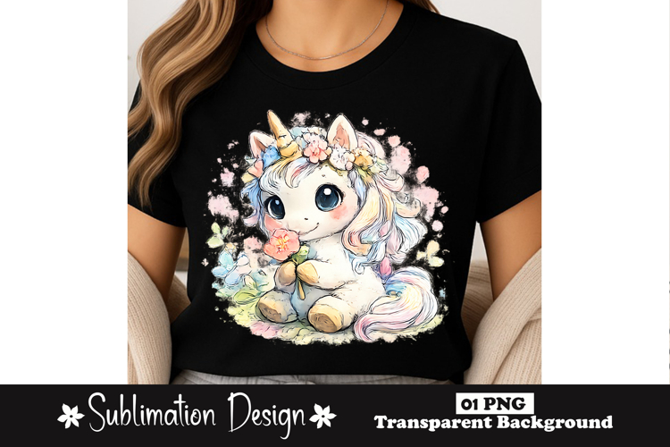Cute Unicorn Floral Kawaii Fantasy Pastel Sublimation