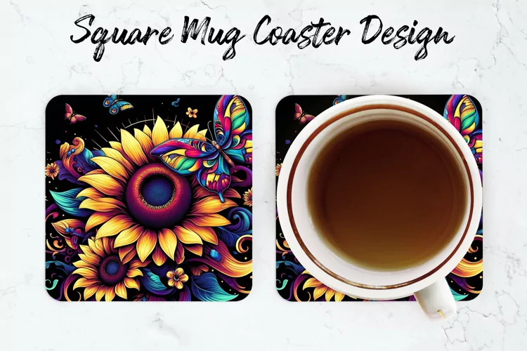 Sunflower Mug coaster | Coaster | Sublimation