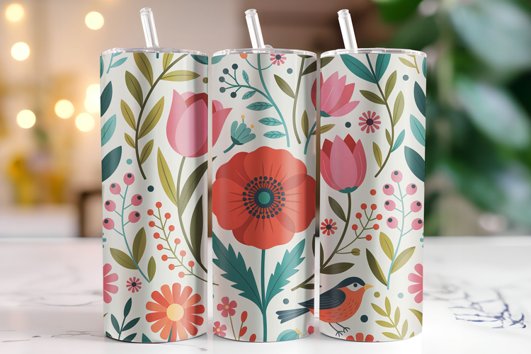 Flowers Tumbler Wrap | Sublimation | Tumblers