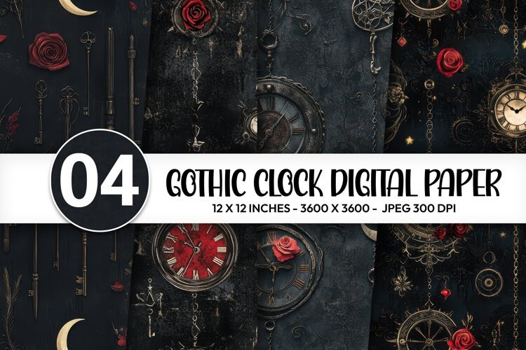 Gothic Clock Digital Paper example image 1