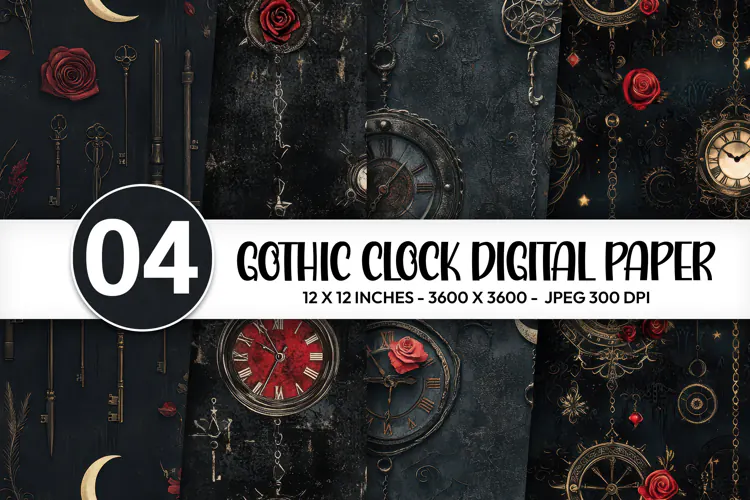 Gothic Clock Digital Paper