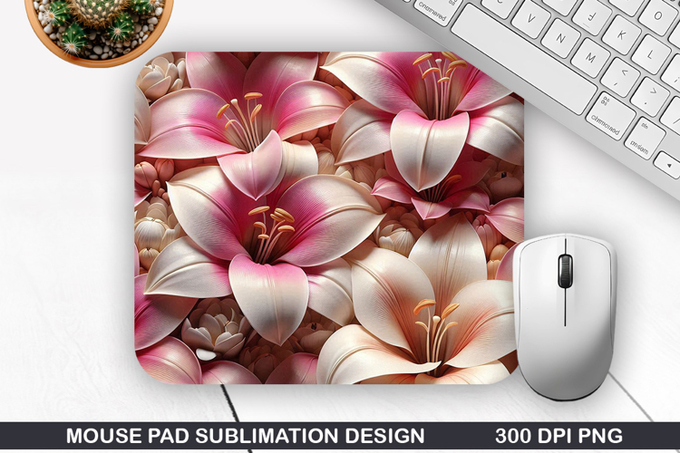 3D Flowers Mouse Pad Sublimation, Flowers Mouse Pad PNG