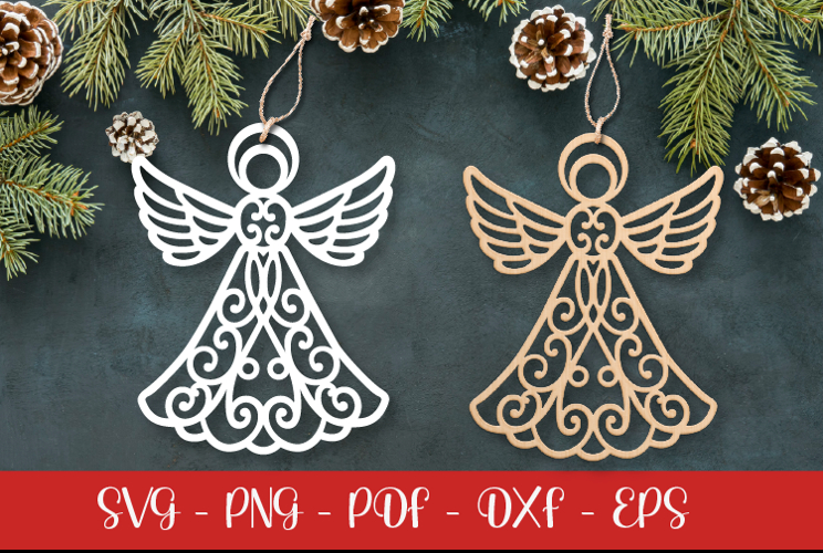 Christmas Angel laser SVG PNG| Christmas ornament