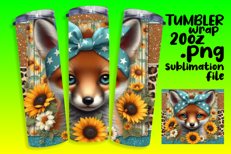 VIBRANT 20oz Tumbler Wrap for Sublimation , Cute Animals