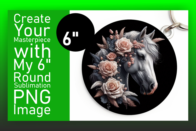 Playful Round Design Keychain PNG , Horse