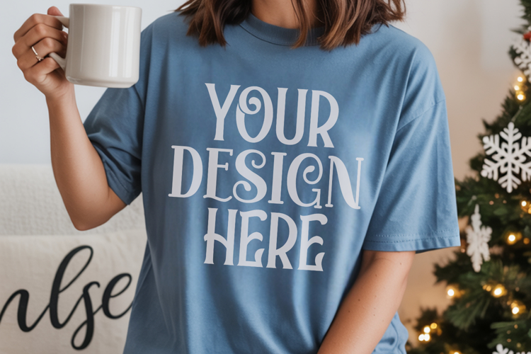 Blue Jean Comfort Colors 1717 Christmas Mockup, CC 1717