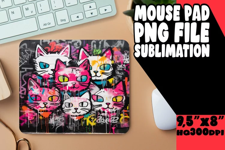 Whimsical Kitty Sublimation Mouse Pad