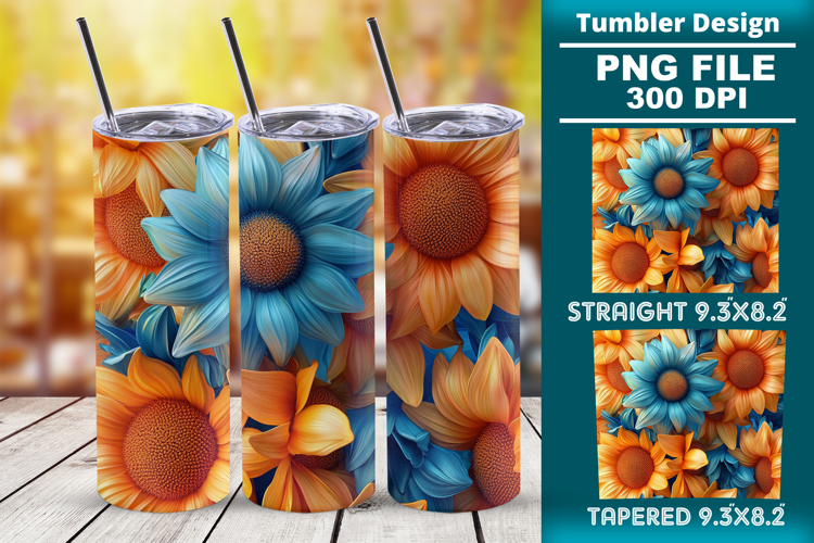 3D floral tumbler wrap design