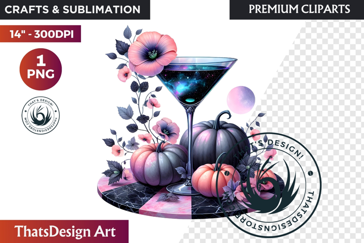 Gothic Halloween Drinks Pink and Black Sublimation clipart
