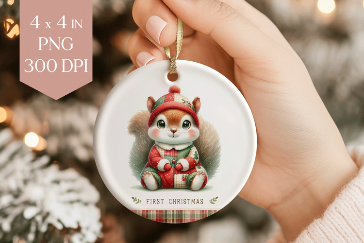 My First Christmas Squirrel Sublimation PNG