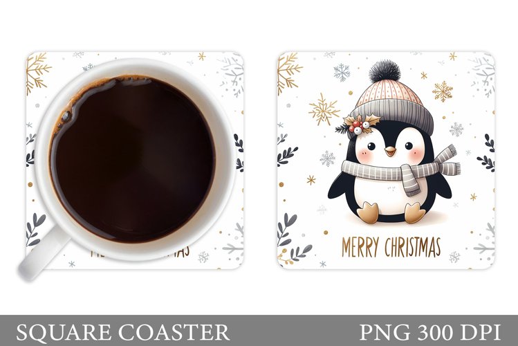 Cute Penguin Coaster Design. Cute Penguin Sublimation example image 1