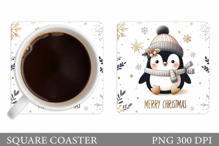 Cute Penguin Coaster Design. Cute Penguin Sublimation
