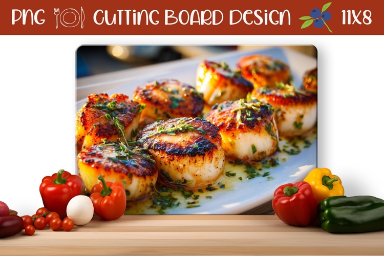 Scallops Cutting Board Design, Food Kitchen Cutting Board example image 1