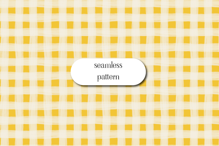 Yellow Cream Gingham Seamless Brush Check Pattern
