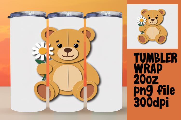BOLD 20oz Sublimation Design , Cute Bear