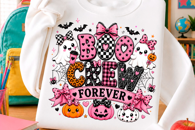 Boo Crew Forever Cute Ghost Halloween PNG
