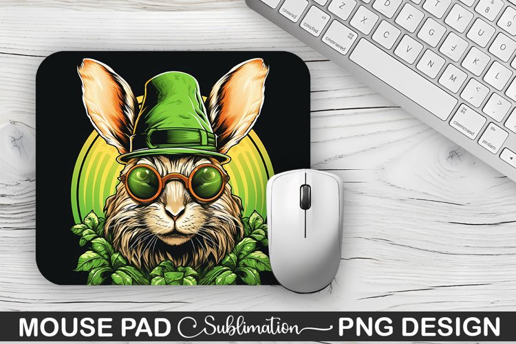 St. Patricks Day Bunny Sublimation Mouse Pad Design
