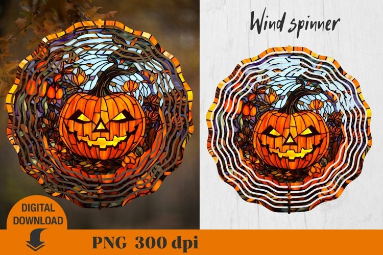 Halloween wind spinner, stained glass wind spinner, pumpkin