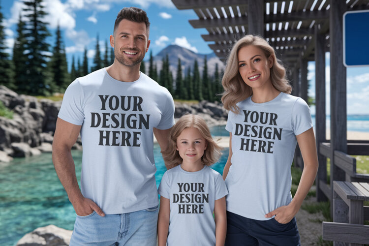 Bella Canvas 3001 Family Group T-Shirt Mockup example image 1