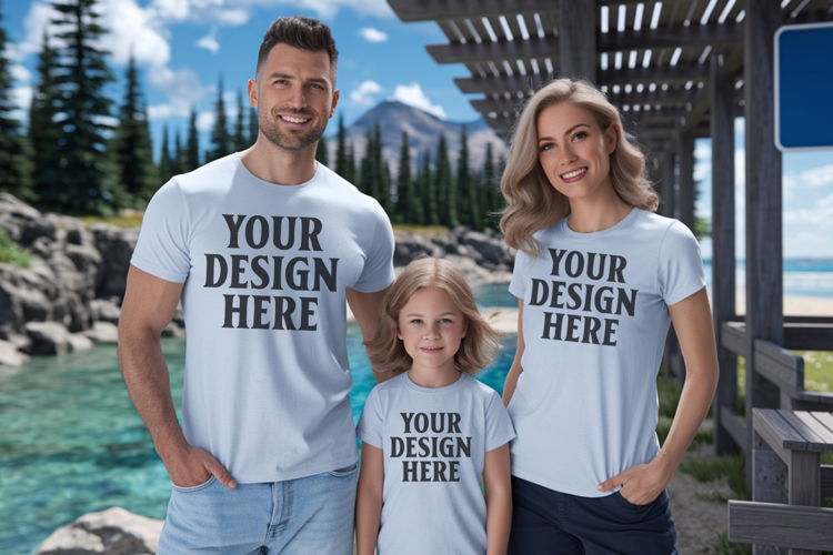 Bella Canvas 3001 Family Group T-Shirt Mockup