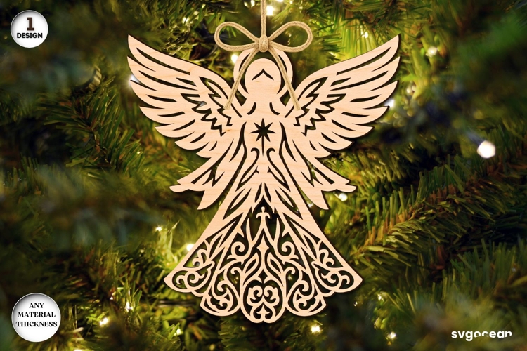 Christmas Angel Ornament Laser Cut | Glowforge | SVG