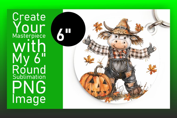 Watercolor Funny Cow Round Design for Halloween