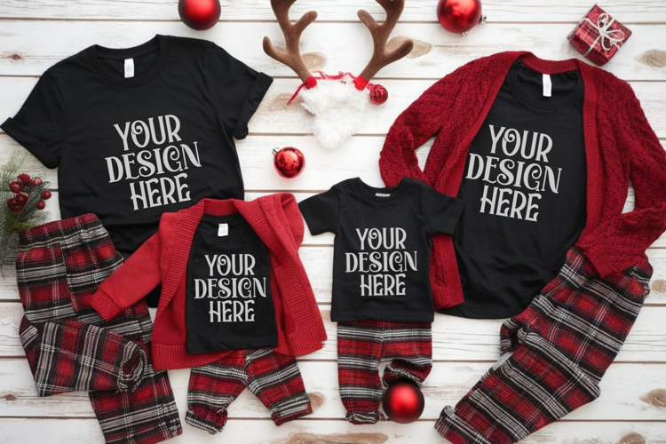 Christmas Family Matching Group T-Shirt Mockup