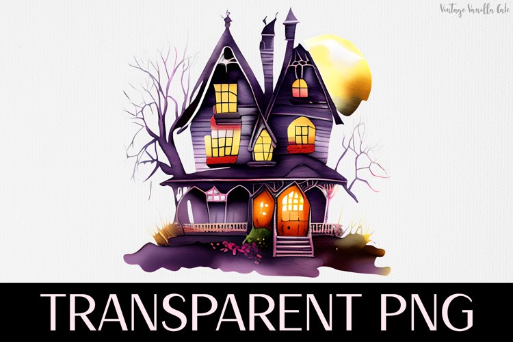 Haunted House - Transparent PNG Halloween Clipart Graphic example image 1