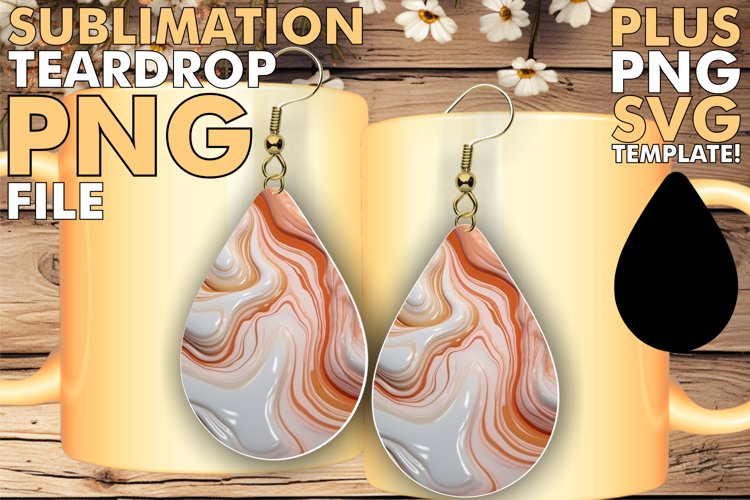 Marble Elegance Enhanced: 3D Sublimation Earrings example image 1