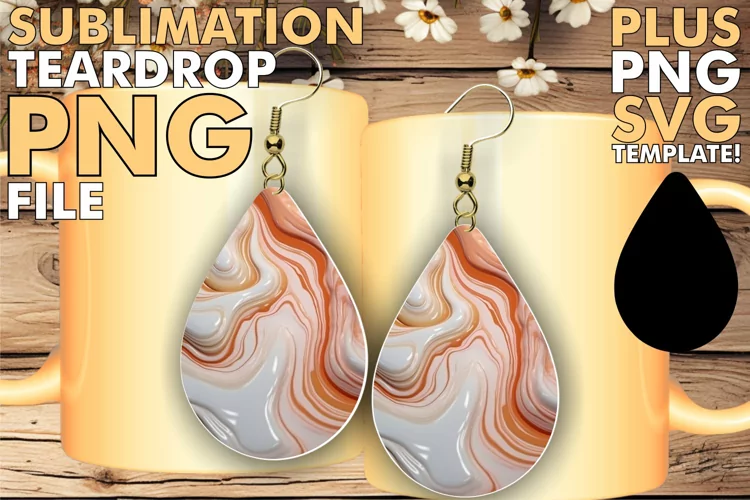 Marble Elegance Enhanced: 3D Sublimation Earrings