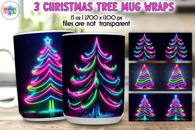 Christmas Tree Mug Wraps, 15 oz Christmas Tree Mug Wrap PNG