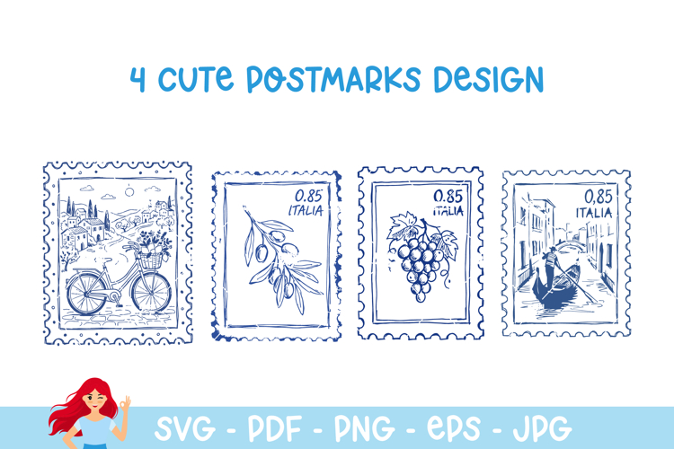 Summer Italy postmark, mail delivery stamps