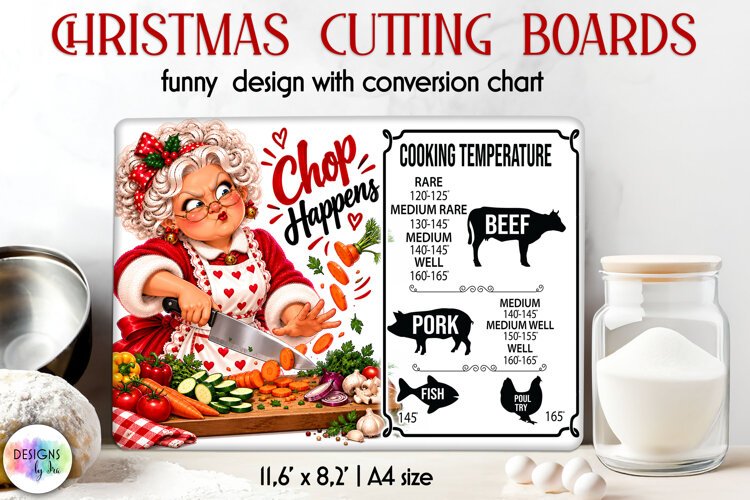 Chop Happens Christmas Cutting Board Temperature Chart example image 1