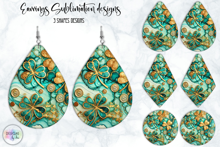 St. Patrick’s Day Earrings Sublimation, Lucky Clover Art