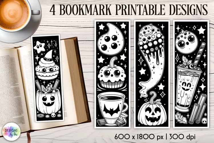 Halloween Bookmarks, Gothic Black and White Bookmarks