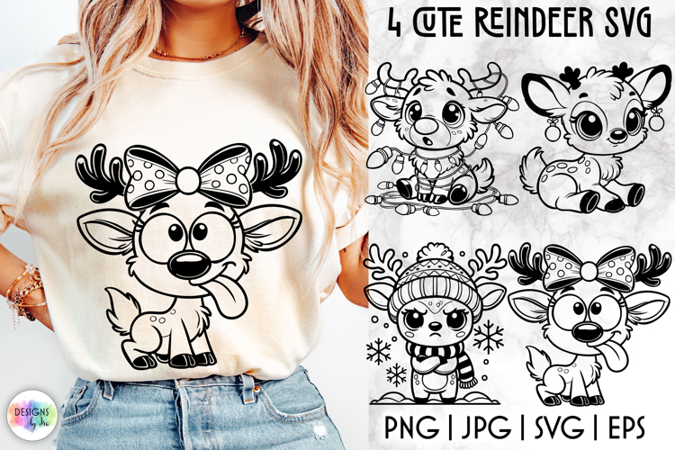 Funny Reindeer SVG, Cute Christmas Reindeer Clipart