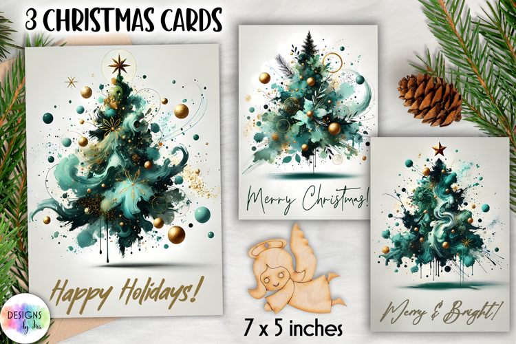 Christmas Tree Greeting Cards, Abstract Christmas Tree Print