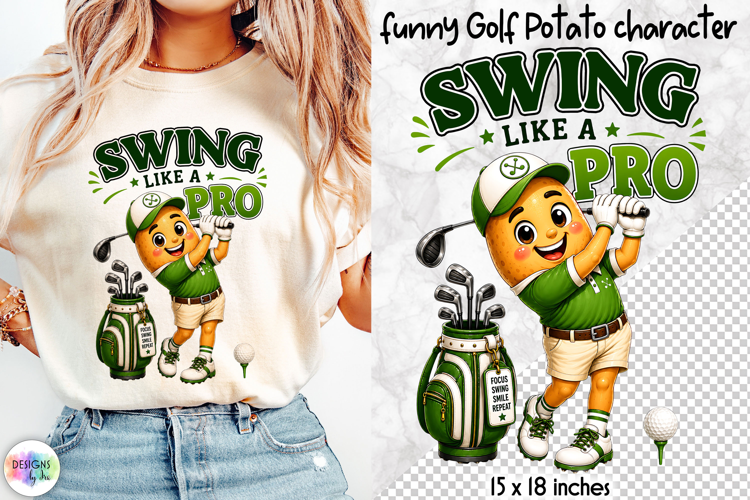 Funny Golf Potato Sublimation, Swing Like A Pro
