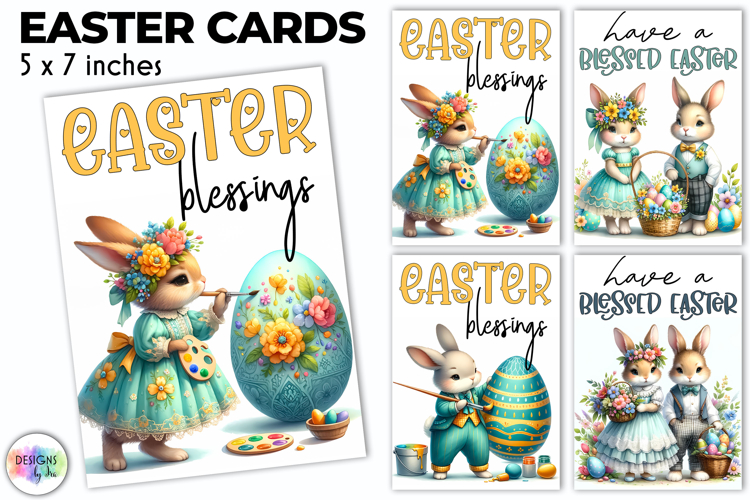 Easter Bunny Greeting Cards Cute Boho Printable, Hippie PNG