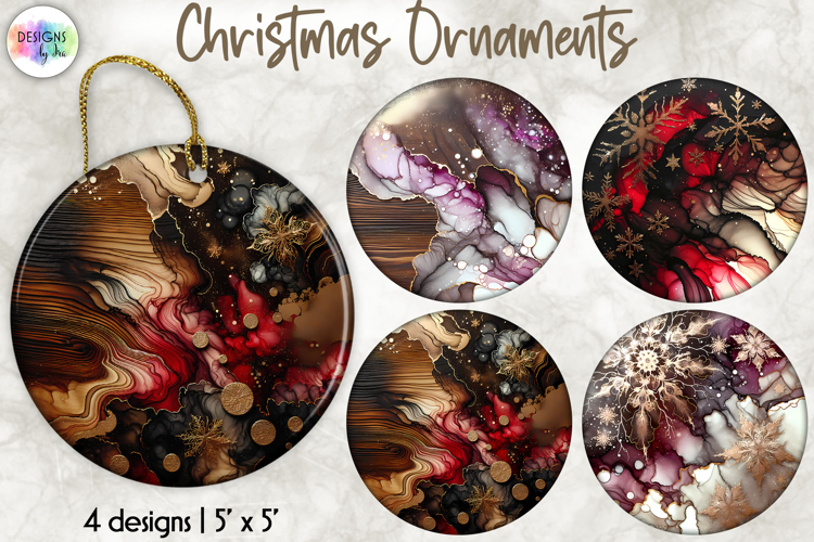 Christmas Ornaments Sublimation, Alcohol Ink Ornaments