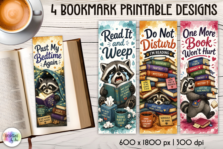 Funny Raccoon Printable Bookmarks with Reader Quotes