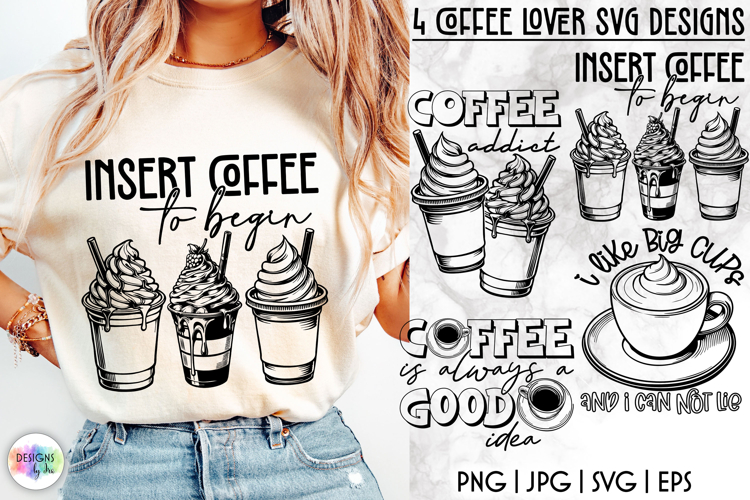 Coffee Lover SVG, Funny Coffee Quotes SVG, Iced Coffee PNG
