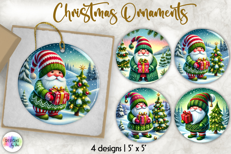 Christmas Ornament Sublimation, Cute Nordic Gnome Ornament