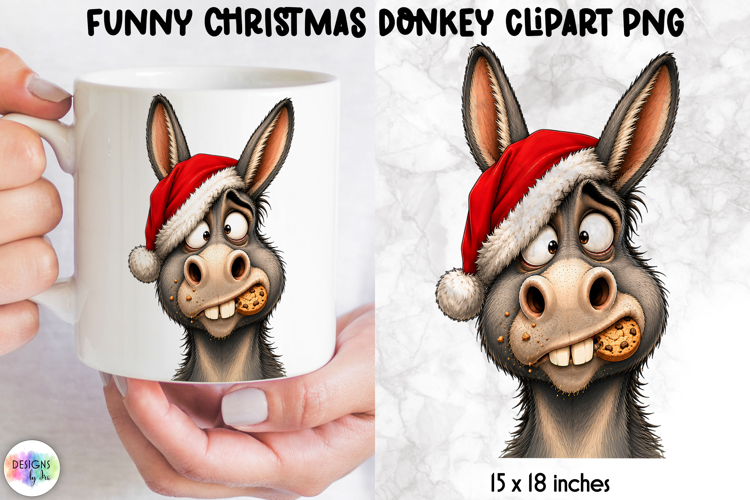 Christmas Cookie Donkey PNG, Funny Holiday Clipart
