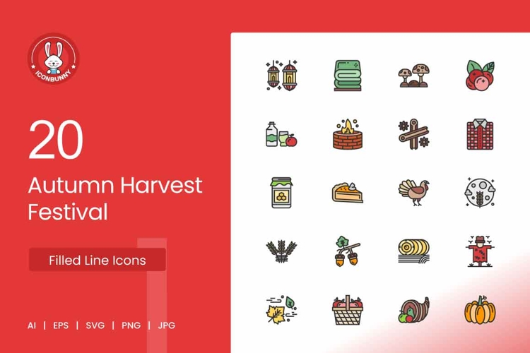 Autumn Harvest Filled Line Icons