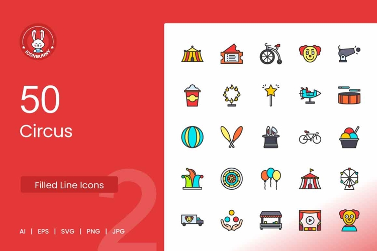 Circus Filled Line Icons