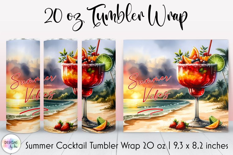 Summer Cocktail Tumbler Wrap, Tropical Summer, Summer Vibes