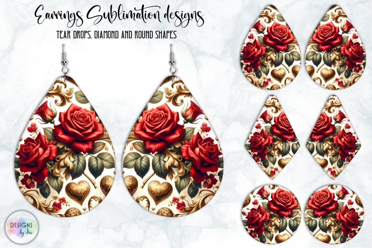 Vintage Flowers Earrings Design, Baroque Floral Earrings example image 1