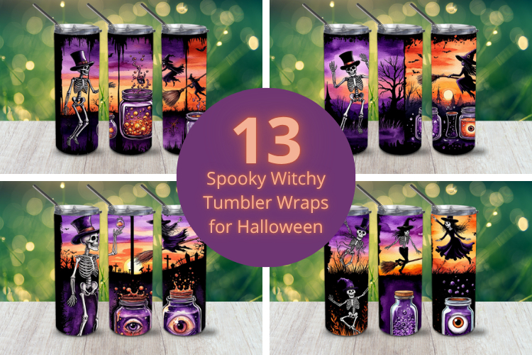 Witchy Halloween Tumbler Wraps 13 PNG Designs