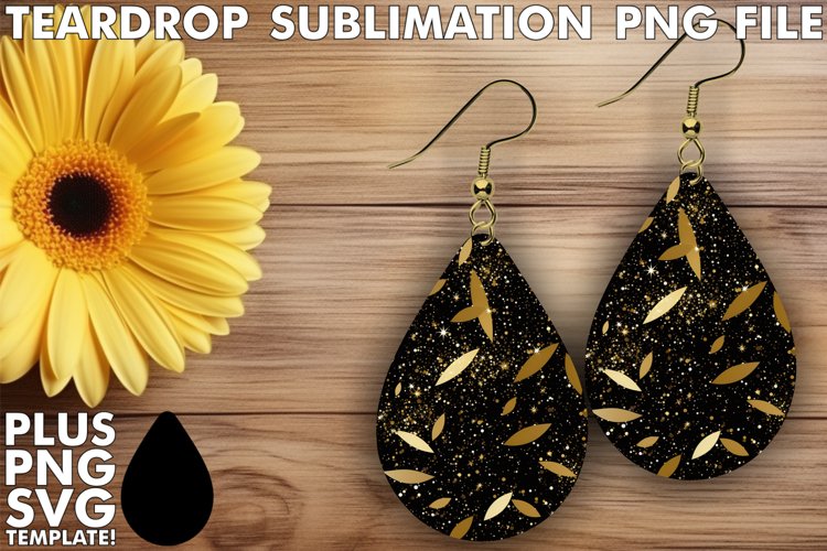 Luxe Teardrop Sparkle: Glitter and Gold Dangle Earrings example image 1